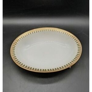 Theodore Haviland Limoges France Oval Serving Bowl Gold Green Border Porcelain